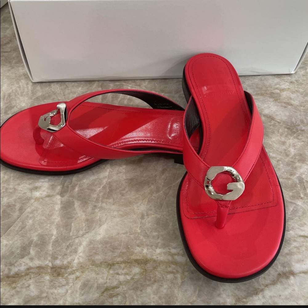 Givenchy Red G Chain link leather Flipflop